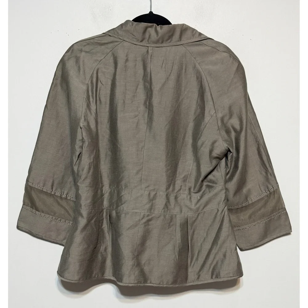 Apriori Minimalist Bamboo Linen Tailored Jacket Womens US 12 Modern Utility Chic - Picture 2 of 7